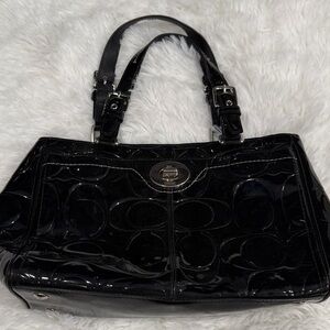 Coach Black Patent Leather Shoulder Bag